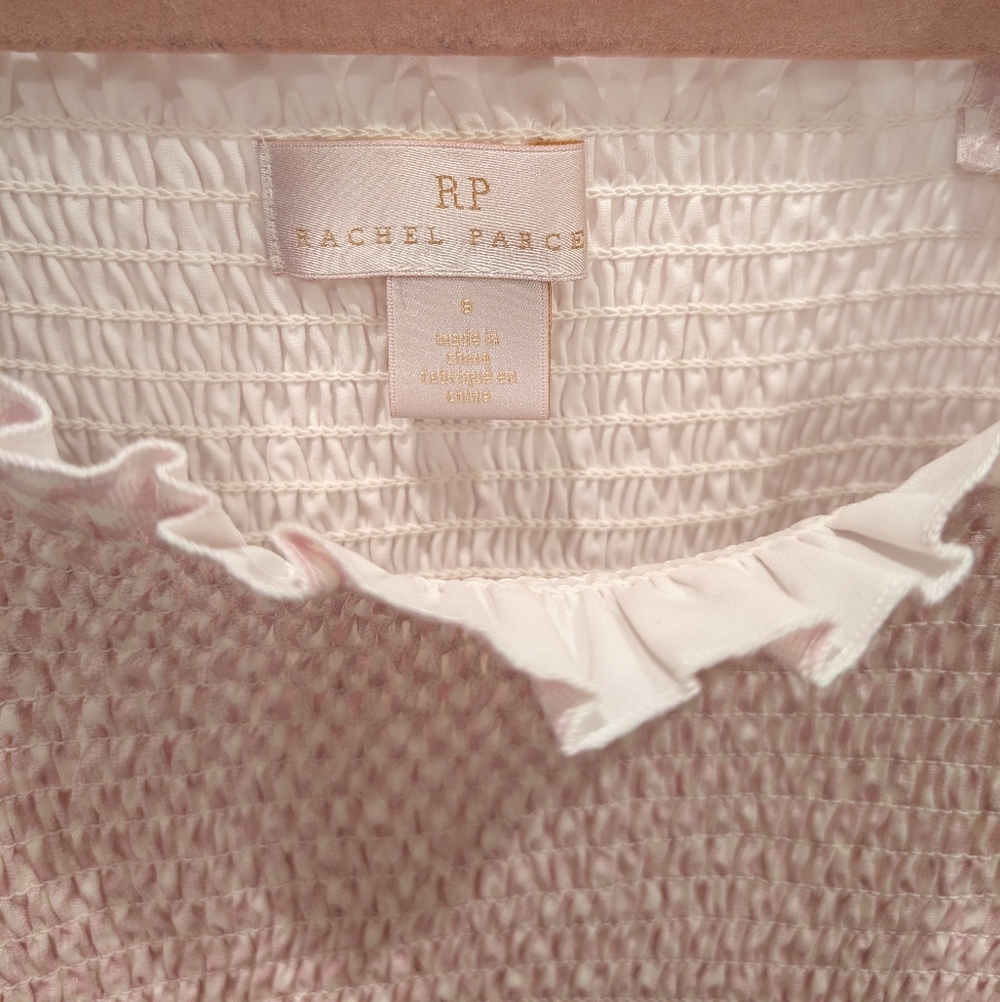 Rachel Parcell Light Pink Gingham Smocked Peplum Top - Picture 3 of 3